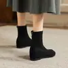 2026 Nuevas Botas de Tobillo de Terciopelo con Punta Redonda para Aumentar la Altura 4cm para Mujer Botas de Tobillo de Terciopelo Plus Botas Adelgazantes Botas Elásticas Versátiles de Temperamento