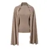 Atacado de Roupas Femininas Transfronteiriças Conjunto de Duas Peças T-shirt de Manga Longa e Xale Estilo Europeu e Americano Novo Elegante Top Outono e Inverno 2025