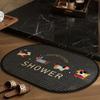 Alfombrilla Antideslizante para Baño Tejida de Lino Dibujos Animados Felpudo para Pies Puerta de Inodoro Absorbente de Secado Rápido Manta para Pies Alfombrilla para Piso de Baño