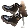 Botas estilo Martin para mujer para uso en exteriores, nuevo modelo otoño e invierno 2026, forradas de felpa, cálidas y gruesas, botas de motociclista estilo británico, botines ajustados