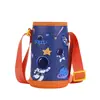 Funda de Termo de Cuero para Estudiantes con Dibujos, Portátil, con Correa Cruzada, para Taza de Agua o Té Infantil, Funda para Termo