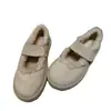 Outono/Inverno 2026 Novos Sapatos Mary Jane de Lã Femininos Couro e Pelo Integrados Sapatos de Dirigir Sapatos Baixos de Solado Plano Sapatos de Cano Baixo Femininos