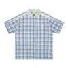 Savagebase Marca Japonesa de Moda Deportiva Transpirable Malla Patchwork Verano Casual Versátil Manga Corta Cuadros Camisa