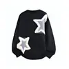Malha Fashion com Design de Estrela de Cinco Pontas para Homens 2025 Outono e Inverno Nova Tendência Pulôver Estilo Solto Preguiçoso Malha de Lã