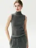 Chaleco de cachemira 100% pura con cuello alto medio para mujer Conyini, nuevo top sin mangas otoño/invierno 2026, prenda interior de color liso
