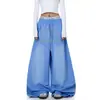 Diseño de Carta de Comercio Transfronterizo Pantalones Anchos Sueltos Lavados Estilo Americano con Pedrería para Mujer, Pantalones Rectos para Danza Jazz, Pantalones de Chándal para Hombre