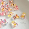 Acessórios Fofos de Urso Transparente para Nail Art Dopamina Desenho Animado 3D Coração Laço Urso Decoração de Unha Venda por Atacado