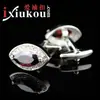INBO abotoaduras ovais de zircônia vermelha Abotoaduras com incrustação de cristal e diamante Fivela de camisa francesa 723cufflinks/158101a