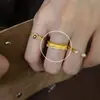 Anillo de plata de ley S925 con diseño de encaje y circonita para mujer, anillo combinado de diamante cepillado y perla, diseño abierto versátil, nuevo accesorio para la mano