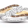 Huajie deseo anillo popular topacio blanco circón exquisito moda anillo de pareja incrustado de diamantes joyería popular