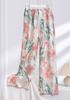 Pantalones anchos de algodón y seda, pantalones de algodón artificial, pantalones antimosquitos de verano, pantalones de casa de cintura alta para mujer de primavera y otoño, nuevos pantalones de algodón y seda