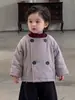 Chaqueta de algodón de estilo simple para invierno de niños, prenda exterior acolchada de color liso, ropa cálida de invierno para bebés y niños pequeños, ropa infantil coreana