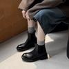 Botines Chelsea de Piel de Vacuno de Primera Capa de Alta Calidad para Desplazamiento 2025 Invierno Tacón Medio Grueso Punta Redonda Cuero Genuino Básicos Versátiles Botines Cortos para Mujer