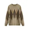 Suéter Redondo Nuevo de Otoño e Invierno para Hombre Casual Versátil Holgado de Manga Larga Prenda Base de Punto Suéter de Moda para Hombre