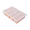Bandeja de Hielo de Silicona Grado Alimenticio 4 Compartimentos Molde Largo para Cubitos de Hielo Congelación Rápida Caja de Hielo Doméstica con Tapa Fabricante de Cubitos de Hielo Grande Bandeja de Hielo de Silicona