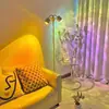 Lámpara de pie de onda de agua de doble cabezal con control remoto para cambio de color, iluminación ambiental, simulación de atardecer, iluminación de fondo de 16 colores para transmisión en vivo