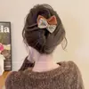 Pinza para el pelo de flor de punto de felpa de alta gama para otoño e invierno, pasador no irritante para la parte trasera de la cabeza, pinza de garra