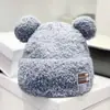 Nuevo Sombrero de Oso Cálido Otoño/Invierno Moda Coreana para Mujer Estiliza el Rostro Sombrero de Punto de Felpa Engrosado A Prueba de Frío con Protección para los Oídos