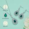 Pendientes colgantes de cultivo en forma de pera de gota de agua de esmeralda 7.5cts plata esterlina 925 chapada en platino cadena clavicular lujo ligero