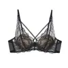 Popular conjunto de lencería de encaje francés para mujer, con aros, diseño push-up, espalda sexy cruzada y conjunto a juego de sujetador y braguita.