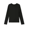Nueva Ropa de Mujer Otoño e Invierno Tencel Lyocell Lana Capa Base para Mujer Cuello Redondo Lana Cálida Interior Manga Larga Top