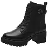 Nueva colección otoño/invierno 2026: Botines de estilo británico, antideslizantes, con tacón grueso, versátiles y forrados de forro polar, botines de tacón grueso para mujer, piel suave y algodón