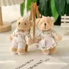 Nuevo Peluche de Oso y Conejo para Pareja Colgante Lindo Llavero de Oso de Lino Colgante para Bolso Muñeco Agarrable