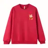 Nova Blusa de Moletom Vermelha com Gola Redonda para Homem Outono/Inverno 2026, Forrada com Lã, Blusa de Casal Ano do Zodíaco