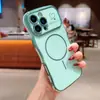 Adecuado para iPhone 17 Pro Funda Magnética de Círculo Fino, Apple 15 Galvanizado Onda Grande 16 Forma de Corazón Anti-Caída 3 Funda Suave