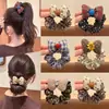 Scrunchie Estilo Coreano com Laço e Estampa de Flores para Mulheres 2026 Novo Estilo Elástico de Cabelo para Coque Elástico Alto Corda de Cabelo Acessório de Cabelo