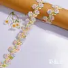 Encaje de bordado de rosa pequeño soluble en agua con gradiente de colores, adornos de flor tridimensional de poliéster, personalizable