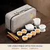 Juego de Té de Jadeíta Vintage con Pabellón Escarchado Olla Xishi Juego de Té Kung Fu para Uso Doméstico Bolsa de Cuero Sencilla Tetera Impresión Personalizada