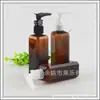 Frascos pequenos de plástico PET transparente com pump de clipe 100ml shampoo frasco quadrado pump inserido frasco quadrado loção frasco quadrado
