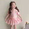 Conjunto de Falda POLO de Dibujos Animados de Verano para Niñas 2026 Nuevo Conjunto de Dos Piezas con Falda Corta de Manga Corta para Niños Ropa Delgada de Verano para Bebés