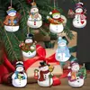 Decoraciones de Muñeco de Nieve de Madera Navideño de Nuevo Producto Transfronterizo Decoraciones de Letrero Colgante de Muñeco de Nieve de Madera Navideño