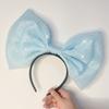 Diadema Transfronteriza Nueva de Color Sólido de Doble Capa con Lazo de Malla Grande y Pedrería Accesorios para el Cabello Linda Diadema Navideña para Mujeres