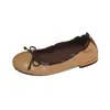 Sapatos Planos Femininos Estilo Coreano Xadrez Laço Fofo Ballet Swing 2026 Verão Bico Redondo Salto Baixo Boca Rasa Slip-on