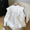 Guangzhou Treze Linhas Estilo Popular de Alta Qualidade ~ Camisa Feminina de Gola Boneca com Botões Únicos, Blusa Longa Solta da Moda para Outono