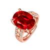 Tiktok en línea Red transmisión en vivo Estilo palaciego celosía en forma de diamante diamante rojo rubí anillo de diamantes estilo Concubina Imperial anillo de diamantes rojo en forma de huevo