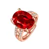 Tiktok en línea Red transmisión en vivo Estilo palaciego celosía en forma de diamante diamante rojo rubí anillo de diamantes estilo Concubina Imperial anillo de diamantes rojo en forma de huevo