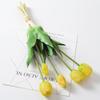 Ramo de tulipanes de goma blanda artificial Flor de tulipán de látex de PE, silicona, flor artificial, tacto hidratante, 5 cabezas de tulipán