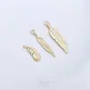 Oro Real de 14K Garantizado Colgante de Pluma Larga Dijes de Hoja Pendientes DIY Hechos a Mano Colgante para Collar Pulsera Joyería