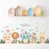 Nueva LD93112 combinación de animales de dibujos animados para dormitorio infantil, guardería, pegatinas decorativas de pared autoadhesivas