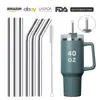 Copo de Viagem Multifuncional de Aço Inoxidável 304 Tubo Reto Canudo Cruzado Amazon Diâmetro Grande Copo de Água com Cotovelo Canudo