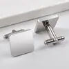 Aliexpress Amazon Novos Botões de Punho Redondos de Aço Inoxidável Polido Espelhado Simples Quadrados Masculinos para Negócios