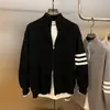 Chaqueta cárdigan de punto de tres rayas para hombre, otoño e invierno, holgada y casual, nuevo modelo popular, comercio exterior al por mayor transfronterizo