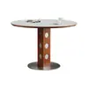Mesa de jantar redonda pequena, estilo retrô francês, para uso doméstico, mesa de jantar de madeira maciça e tampo de rocha, mesa redonda Berg, mesa de jantar estilo meados do século, novo modelo
