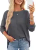 Nuevo top de punto gofrado para mujer 2026 Amazon transfronterizo jersey de punto suelto casual de manga larga