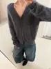 Suéter Cardigan de Lã Cashmere Escovada com Fio Floral e Lantejoulas Douradas para Mulheres, Peça de Tricô de Manga Longa para Outono e Inverno, Novo Estilo 26