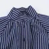 Colección Otoño 2026: Moda Urbana Transfronteriza Europea y Americana para Mujer Camisa de Rayas con Cuello Alto de Manga Larga w025 12792